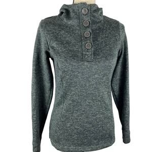 Columbia Darling Days Hoodie Button Fleece Henley Pullover Gray Womens XS